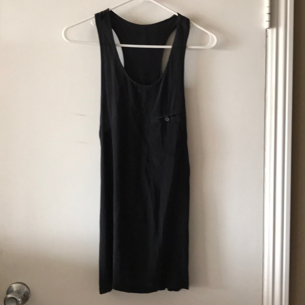 Soft black washed silk racerback tank